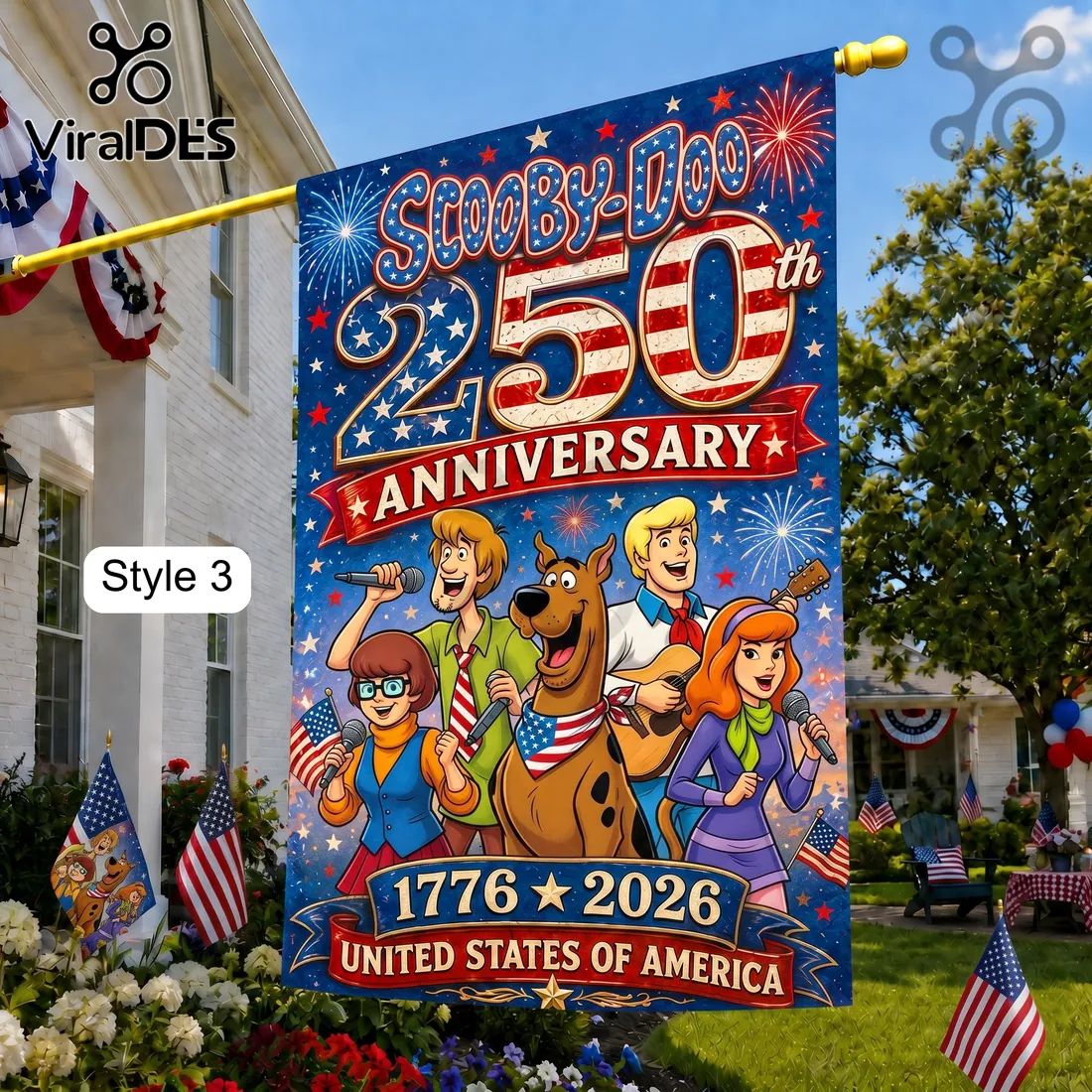 Scooby-Doo x America 250th Anniversary Patriotic Garden Flag