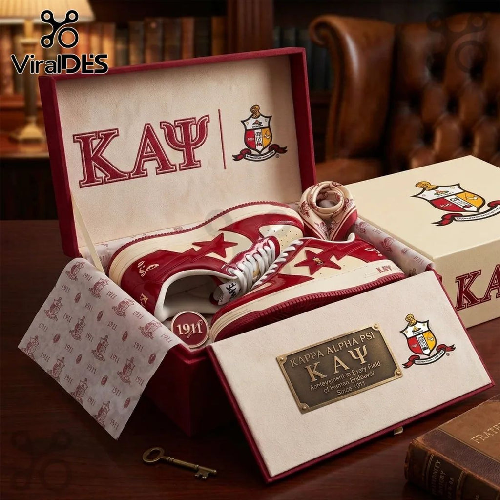Kappa Alpha Psi Maroon Cream Air Force Low Top Sneakers
