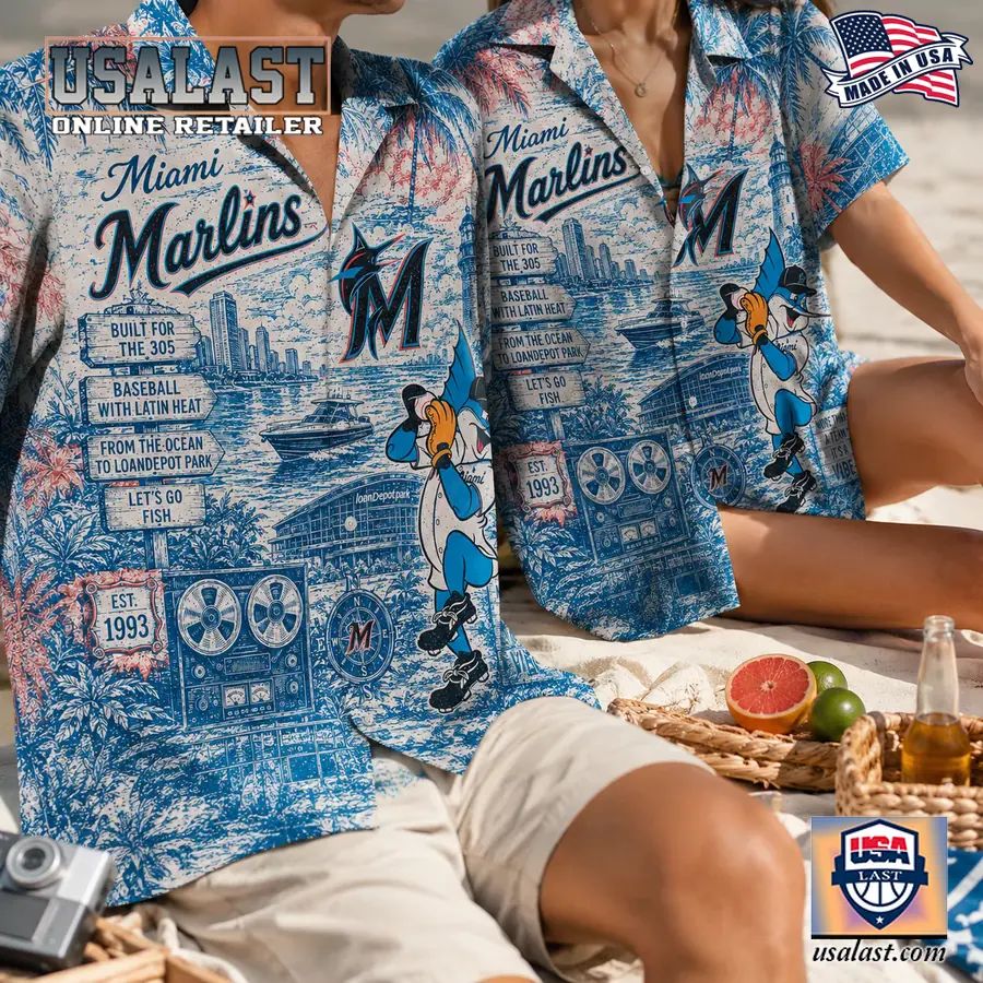 Miami Marlins Vintage Tropical Hawaiian Shirt