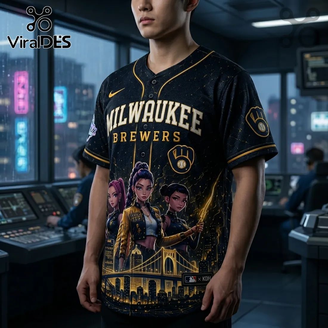Milwaukee Brewers x KPop Demon Hunters Navy Jersey