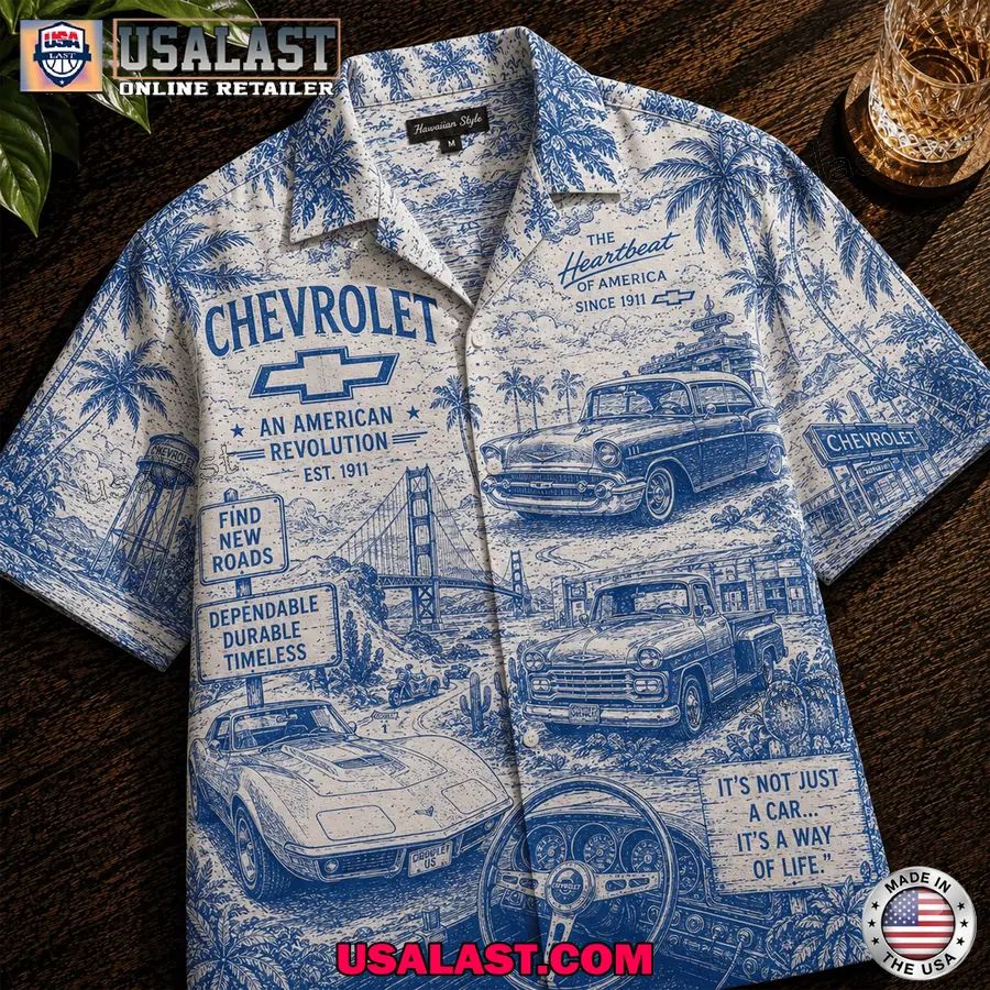 Chevrolet Vintage Blue Hawaiian Shirt