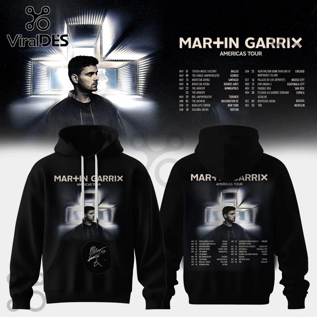 Martin Garrix Americas Tour Commemorative Concert Dates Black Pullover Hoodie