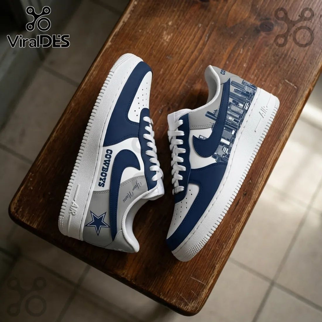 Dallas Cowboys Navy Blue Skyline Air Force 1 Sneakers