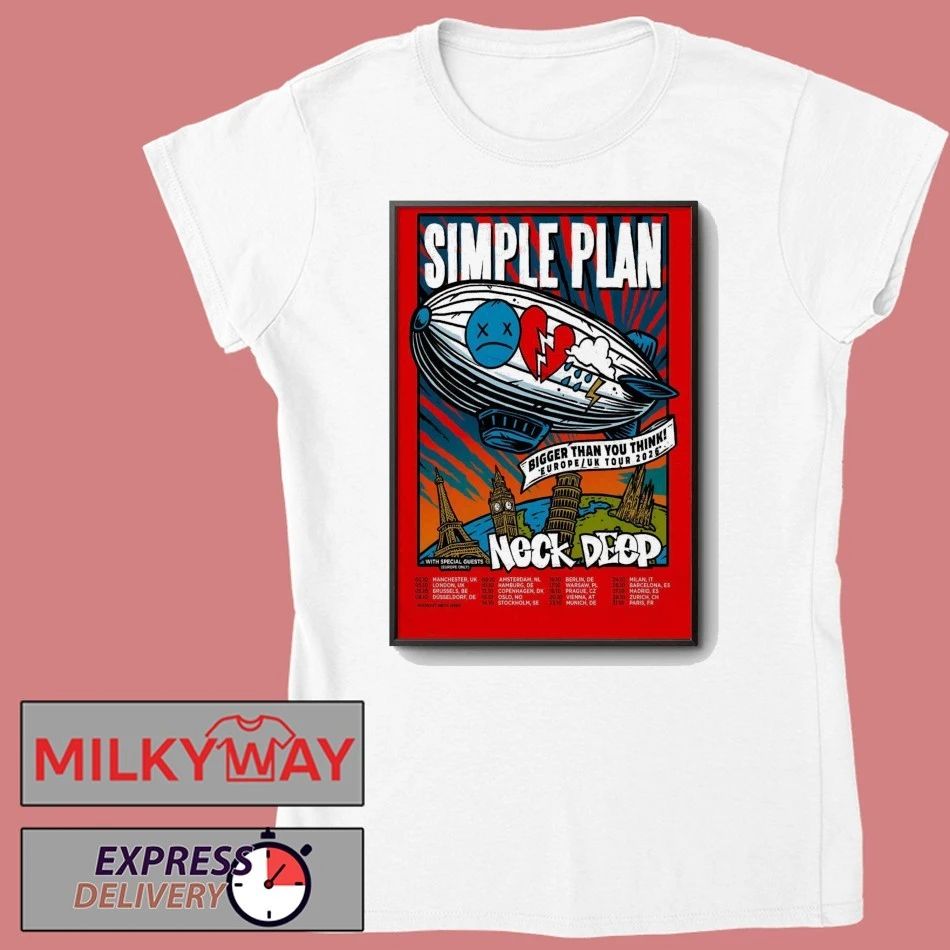 Simple Plan With Neck Deep Europe-UK Tour 2026 Poster shirt