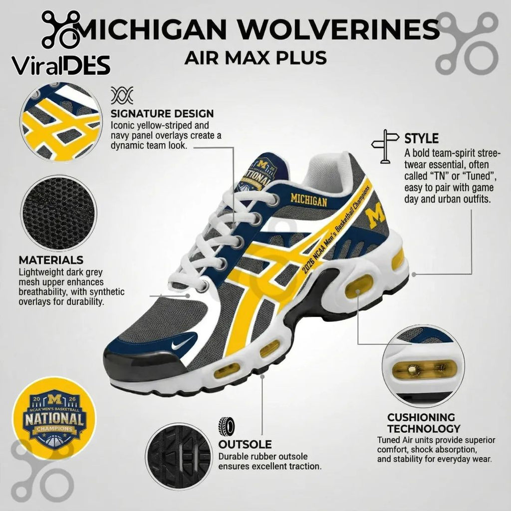 University of Michigan 2026 Basketball Champions Air Max Running Sneakers