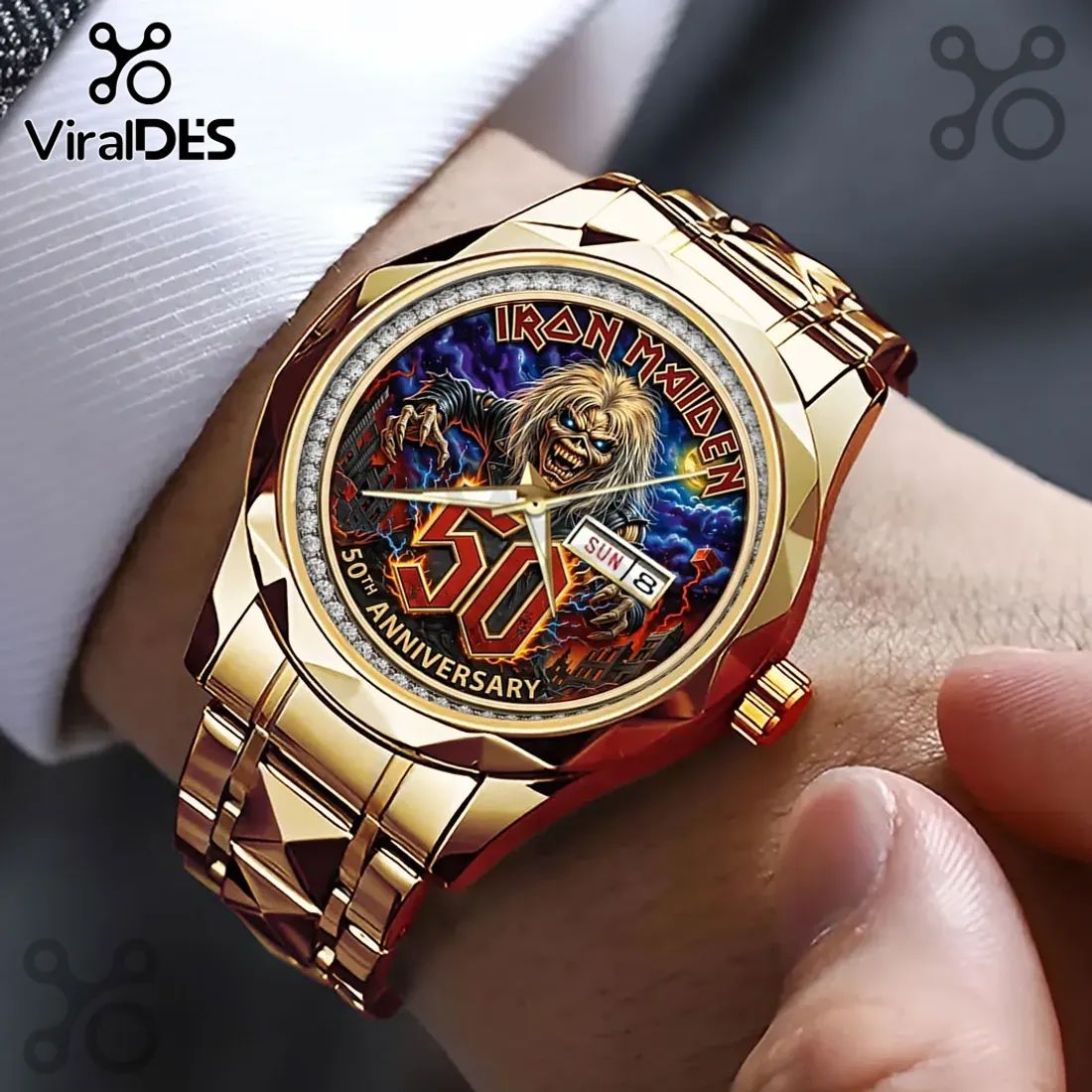 Iron Maiden 50th Anniversary Gold Tone Quartz Watch