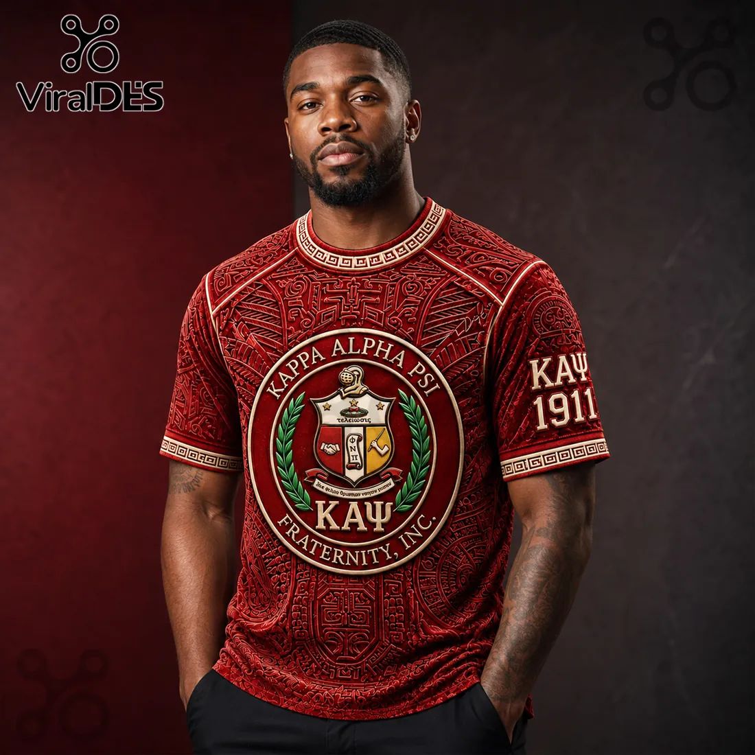 Limited Edition Kappa Alpha Psi Crimson Embossed T-Shirt