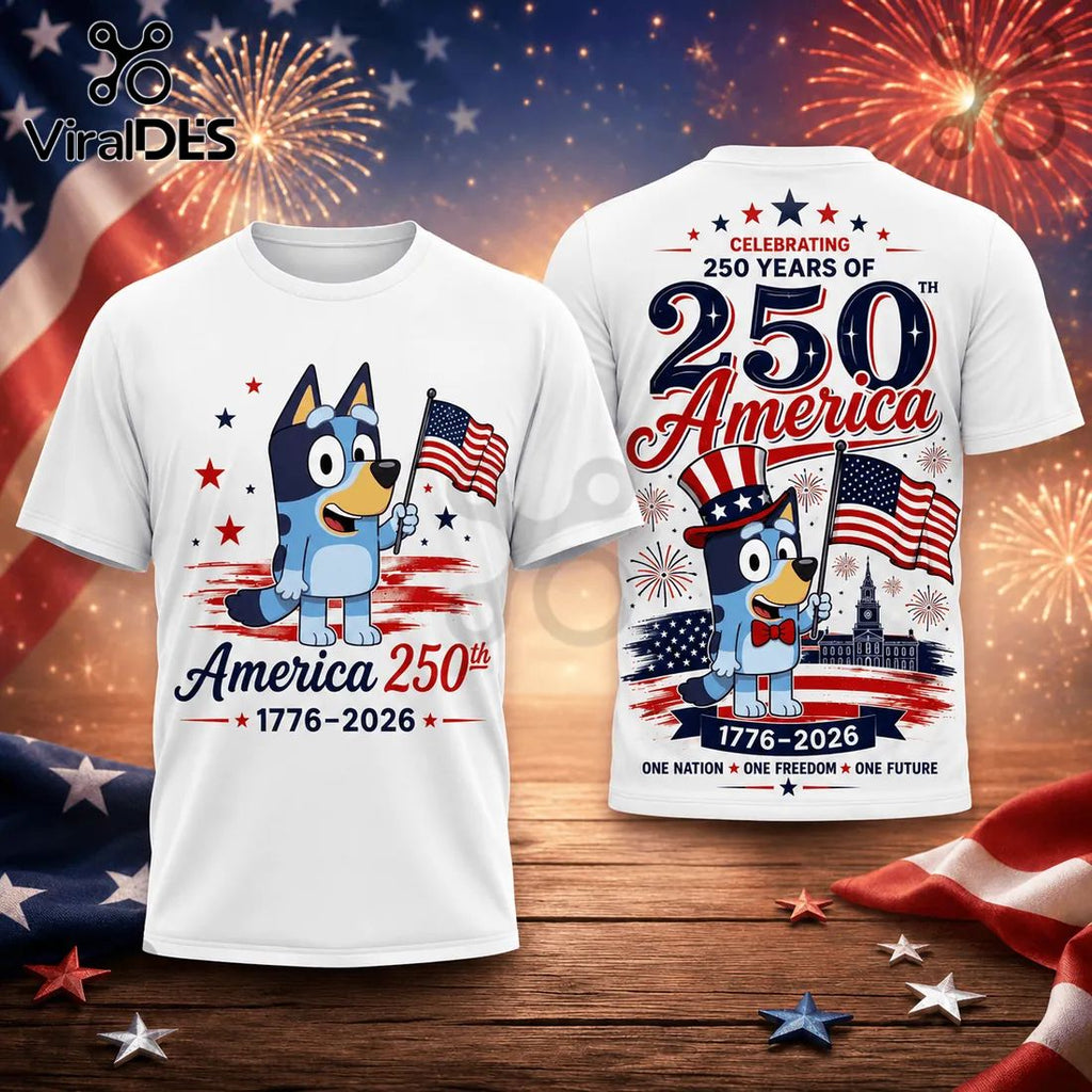 Bluey USA 250th Anniversary 1776-2026 Patriotic Collectible T-Shirt