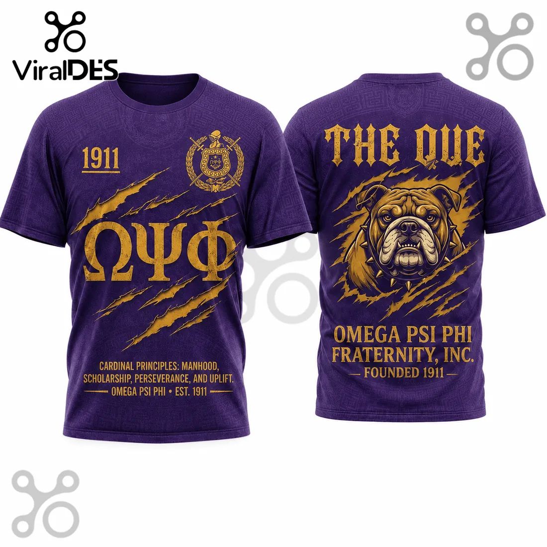 Omega Psi Phi Fraternity The Que Mascot Purple and Gold T-Shirt