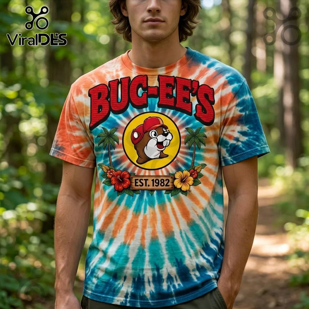 Bucees Tropical Palm Tree EST 1982 Beaver Mascot Summer T-Shirt