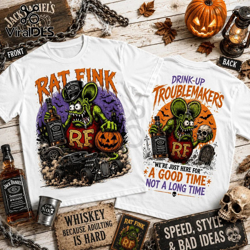 Rat Fink Drink Up Troublemakers Halloween T-Shirt