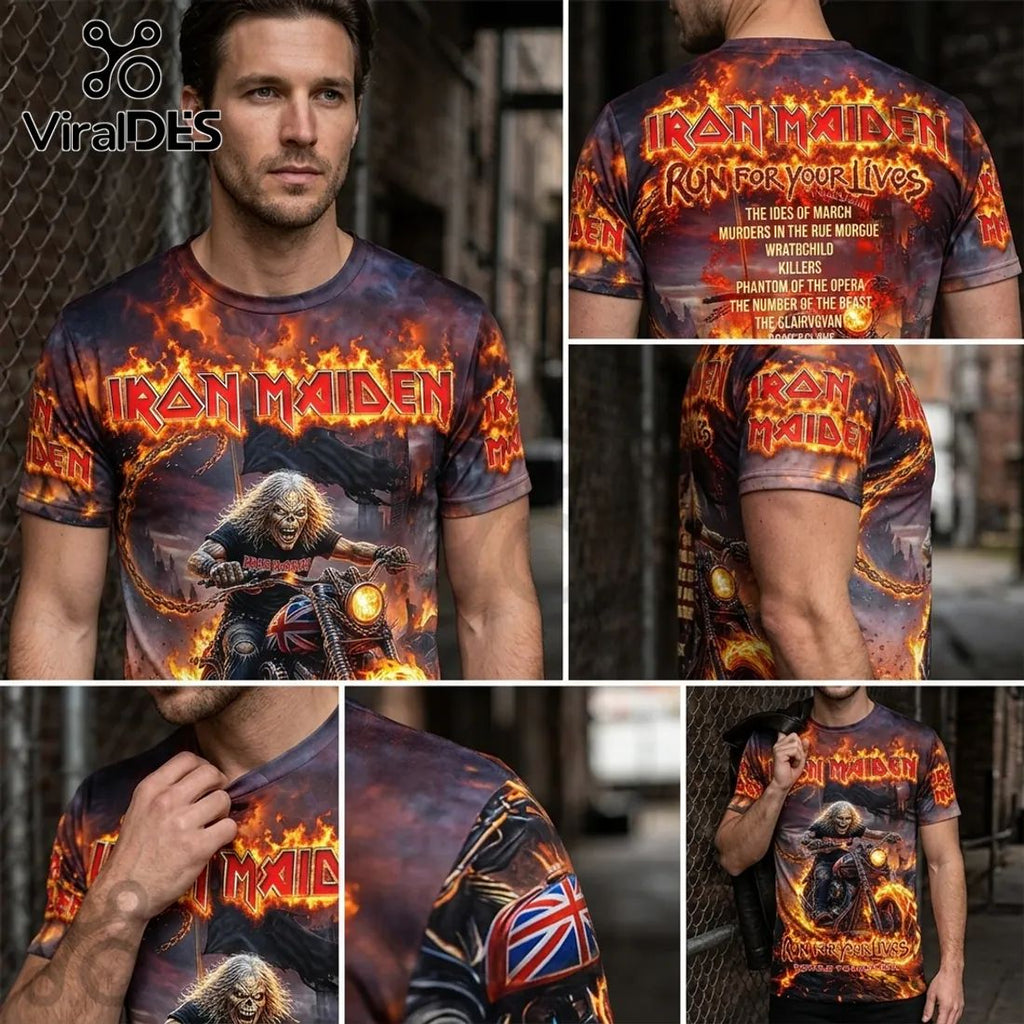 Iron Maiden Run For Your Lives 2026 World Tour 3D T-Shirt