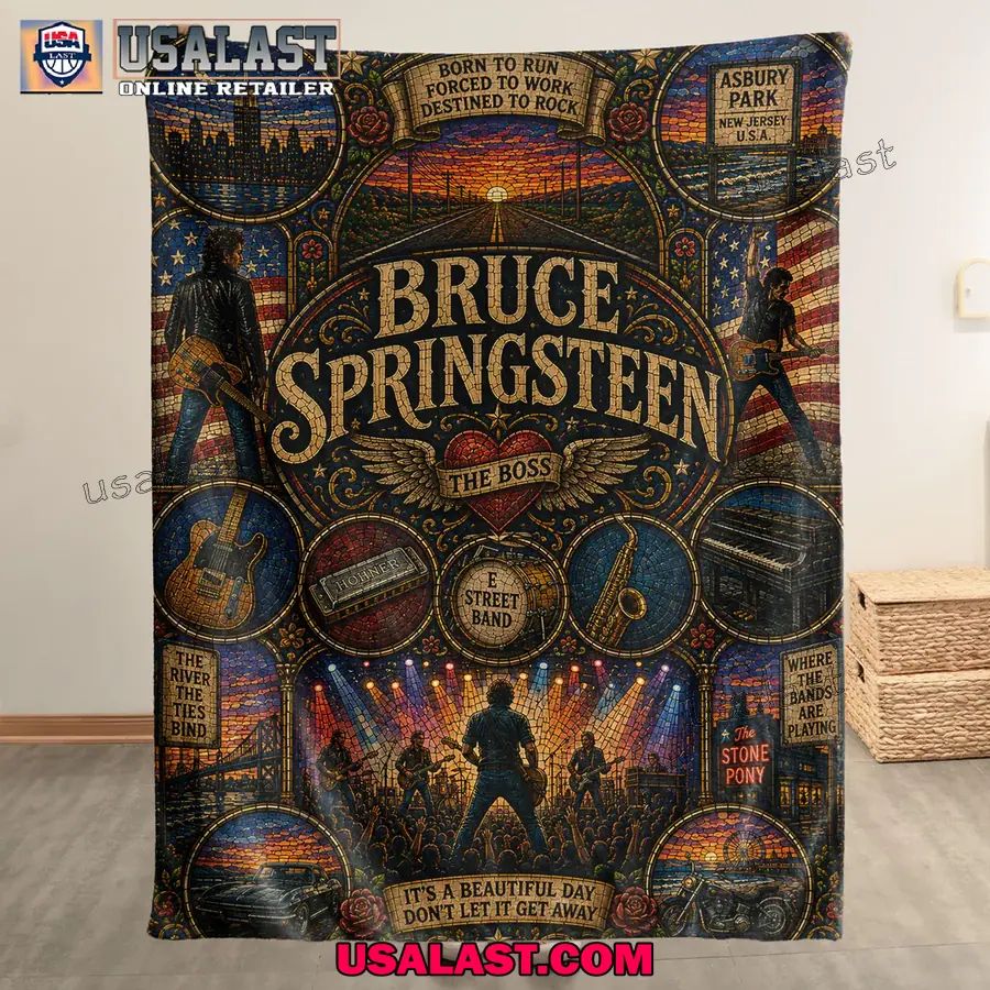 Bruce Springsteen Born To Run Stained Glass Quilt Blanket