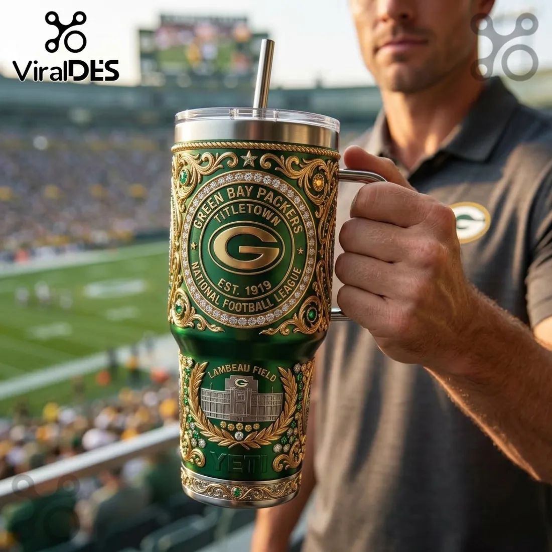 Green Bay Packers YETI Luxury 40oz Stanley Tumbler