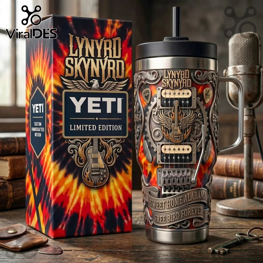 Lynyrd Skynyrd x Yeti Stainless Steel Sculpted Guitar Sweet Home Alabama Tumbler