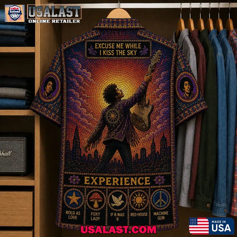 Jimi Hendrix Voodoo Chile Stained Glass Hawaiian Shirt