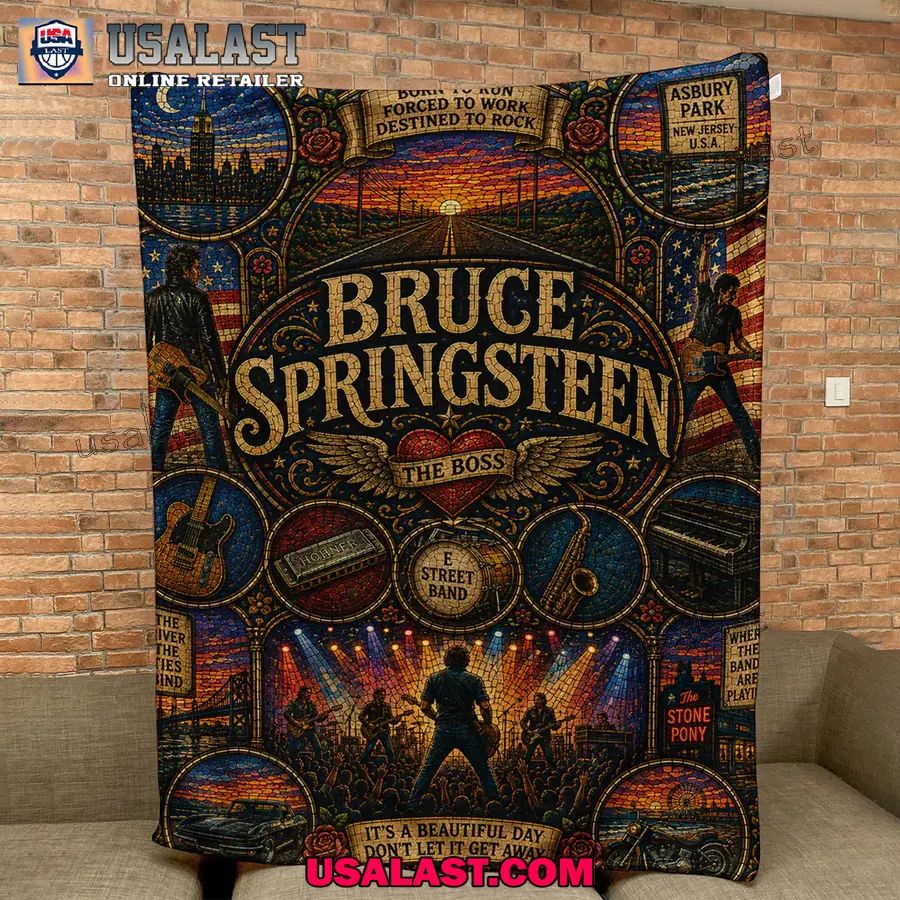 Bruce Springsteen Born To Run Stained Glass Quilt Blanket