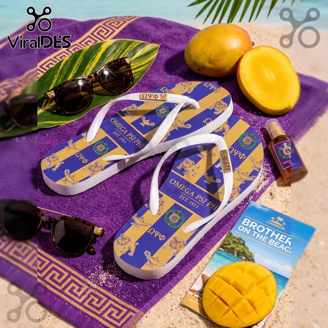 Omega Psi Phi Que Dog Beach Flip Flops