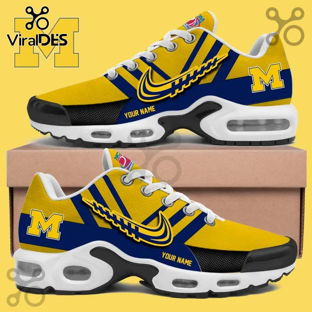 Michigan Wolverines Yellow and Blue Air Max Sport Shoes