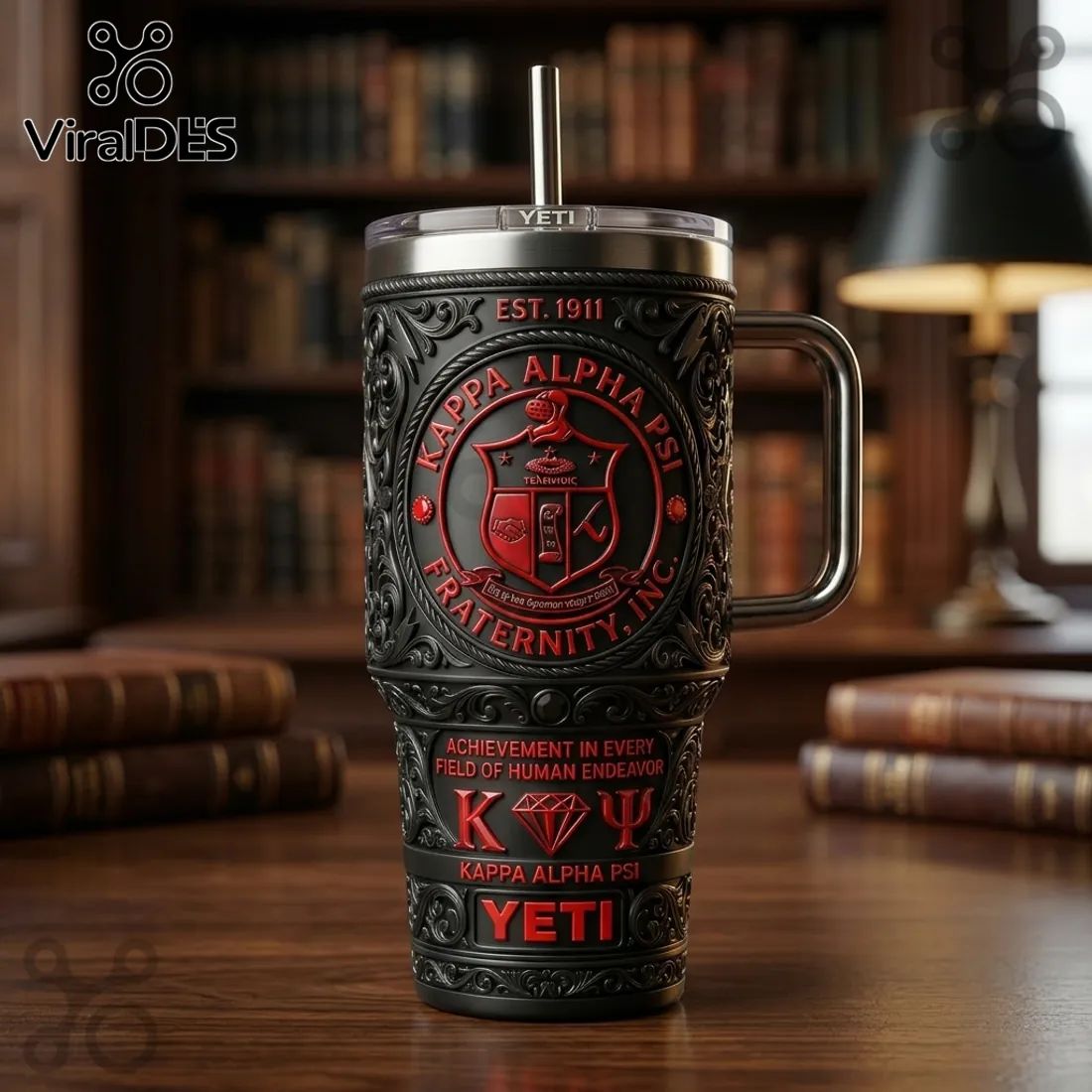 Kappa Alpha Psi 1911 Crest Insulated Travel Handle Tumbler
