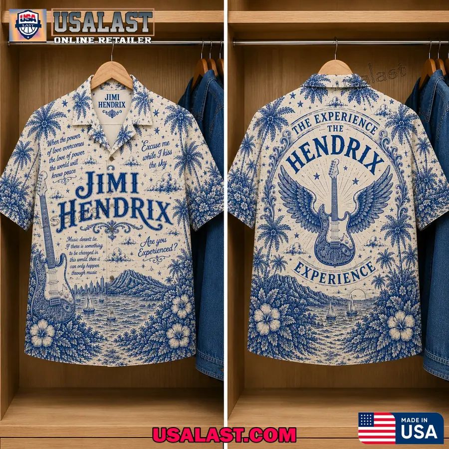 Jimi Hendrix Tropical Blue Hawaiian Shirt