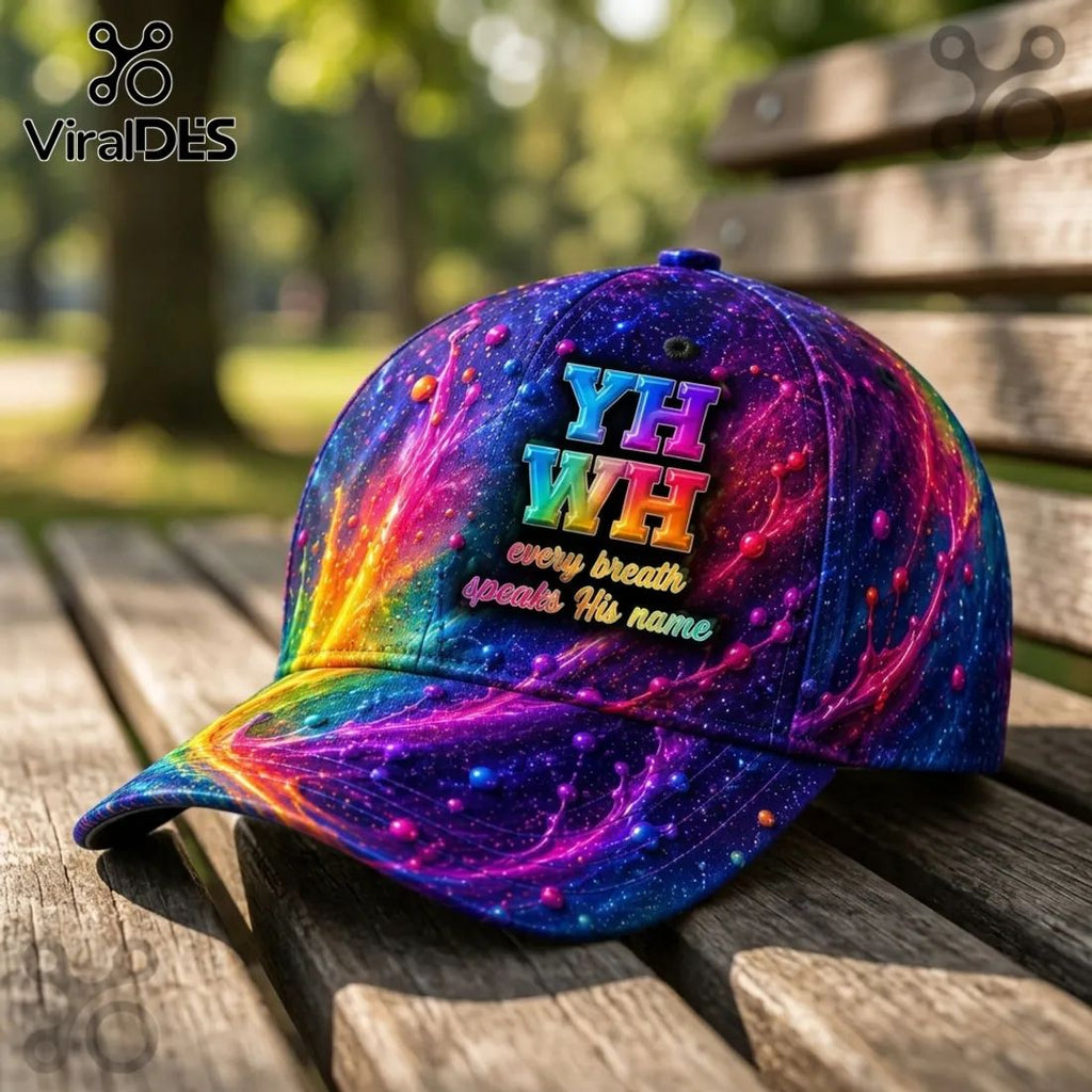 YHWH Religious Cosmic Galaxy Pattern Vibrant Baseball Cap