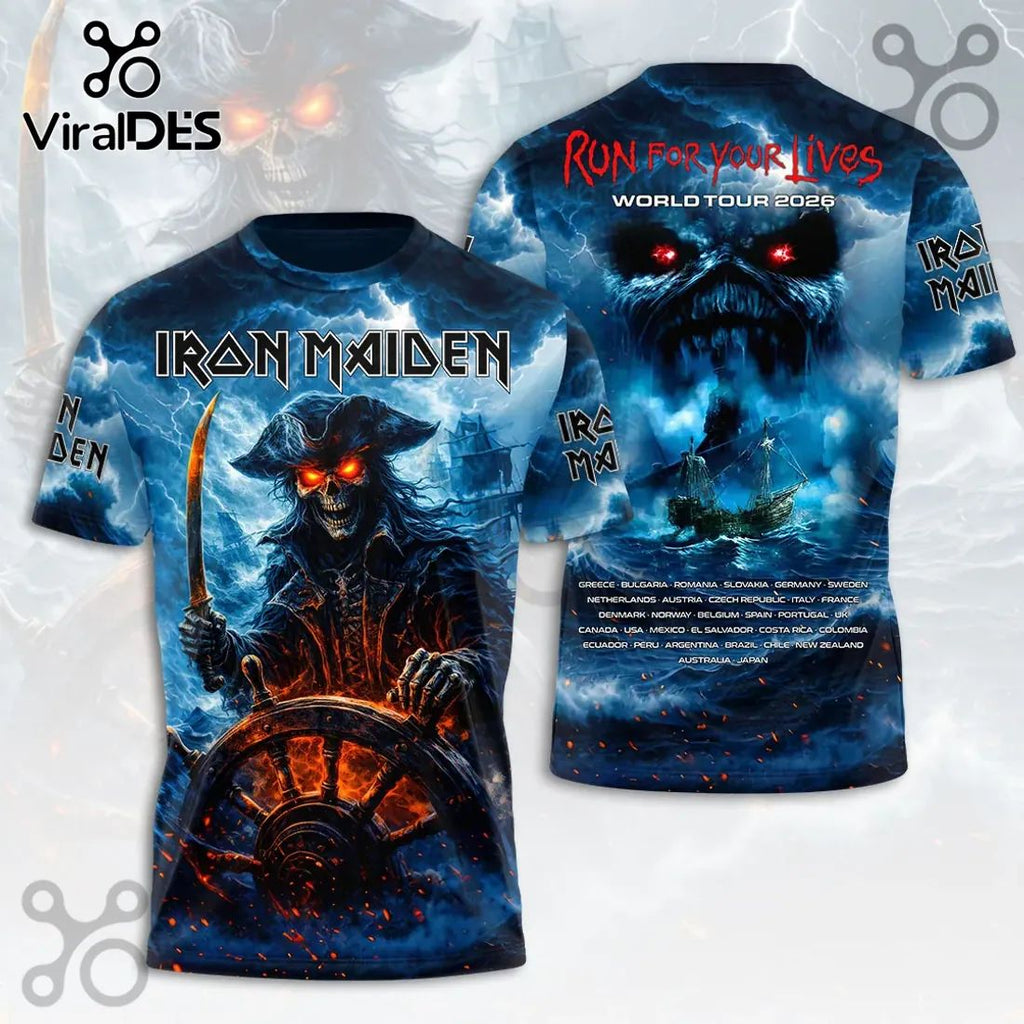 Iron Maiden Eddie Pirate 2026 Tour Casual T-Shirt