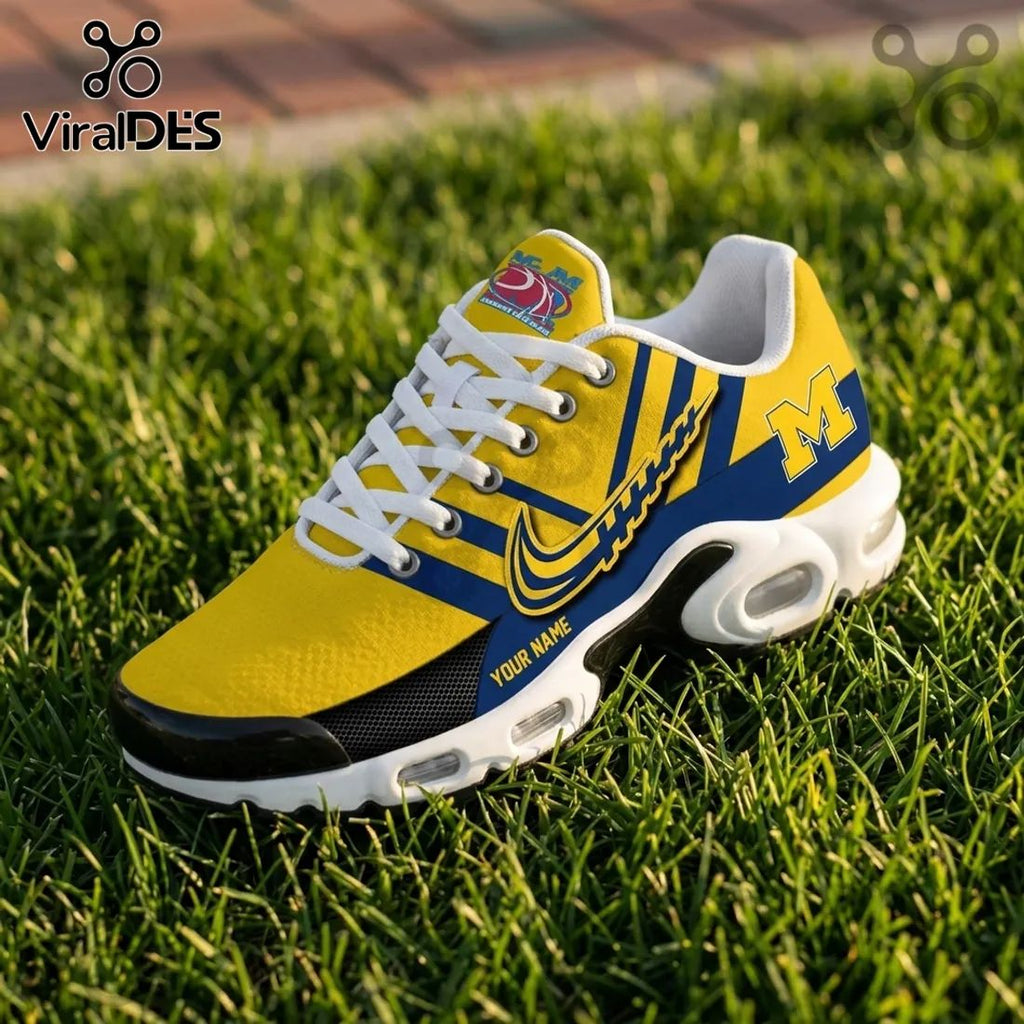 Michigan Wolverines Yellow and Blue Air Max Sport Shoes