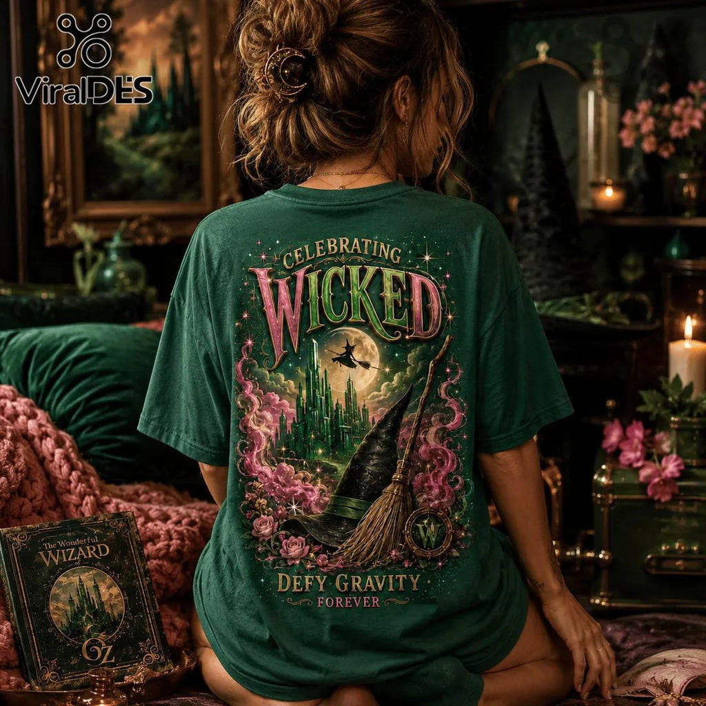 Wicked Elphaba and Glinda Forest Green T-Shirt