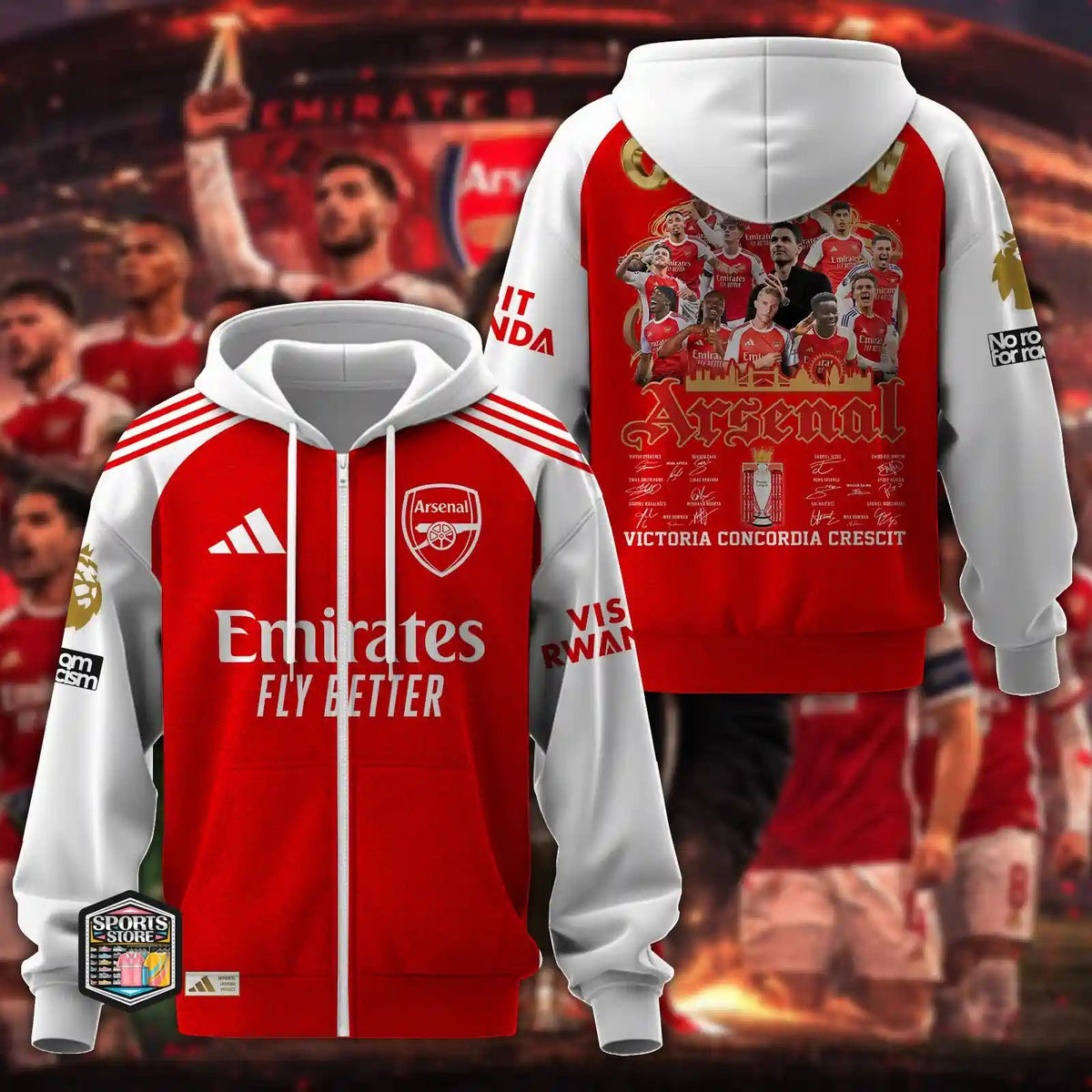 Arsenal Victoria Concordia Crescit Champions Epl 2025-2026 Apparel Collection