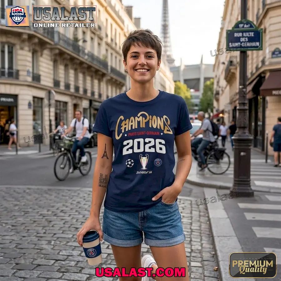 Paris Saint-Germain 2026 UEFA Champions Back To Back 3D T-Shirt