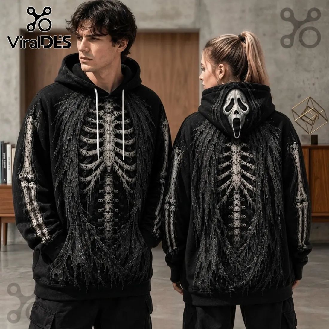 Ghostface Skeleton Halloween Pullover Hoodie 2026