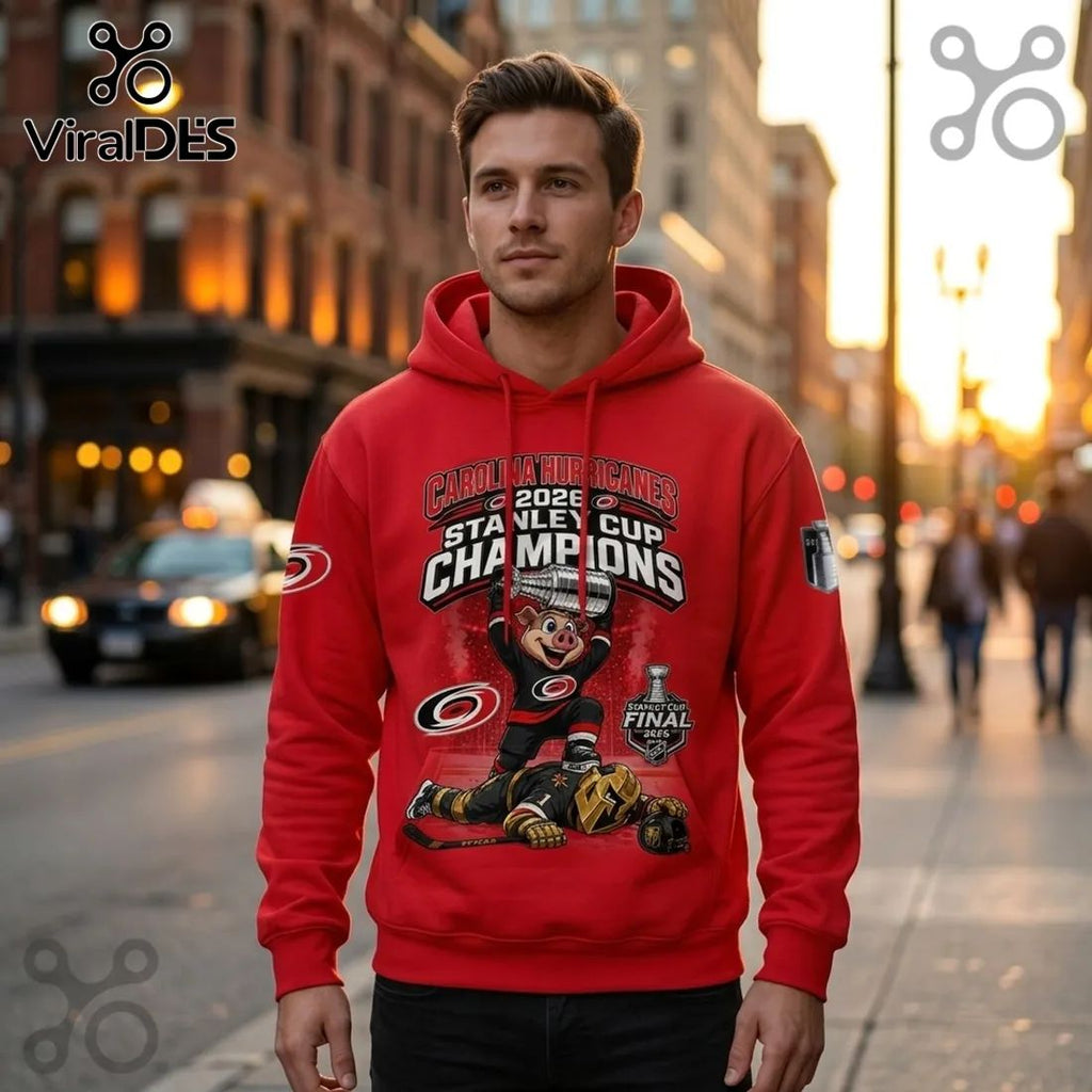 Carolina Hurricanes 2026 Stanley Cup Champions Mascot Hoodie