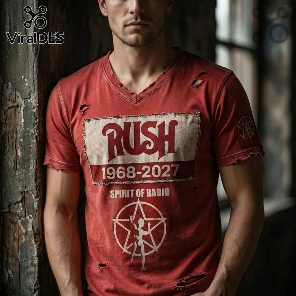 Rush Spirit Of Radio 1968-2027 Red Distressed T-Shirt