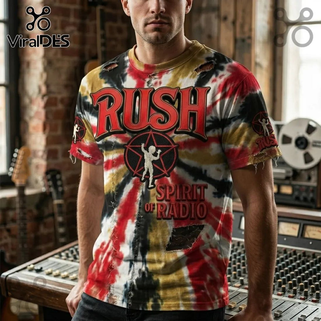 Rush Band Spirit Of Radio Starman Multi Color Distressed T-Shirt