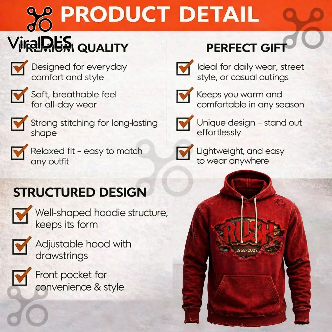 Rush Commemorative Distressed Pullover Hoodie