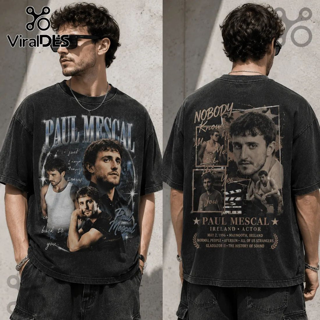 Paul Mescal Actor Retro Black T-Shirt
