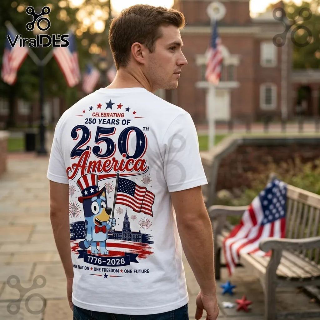 Bluey USA 250th Anniversary 1776-2026 Patriotic Collectible T-Shirt