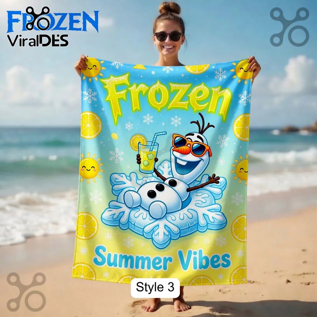 Frozen Anna Elsa Olaf Summer Vibes Tropical Kids Beach Towel