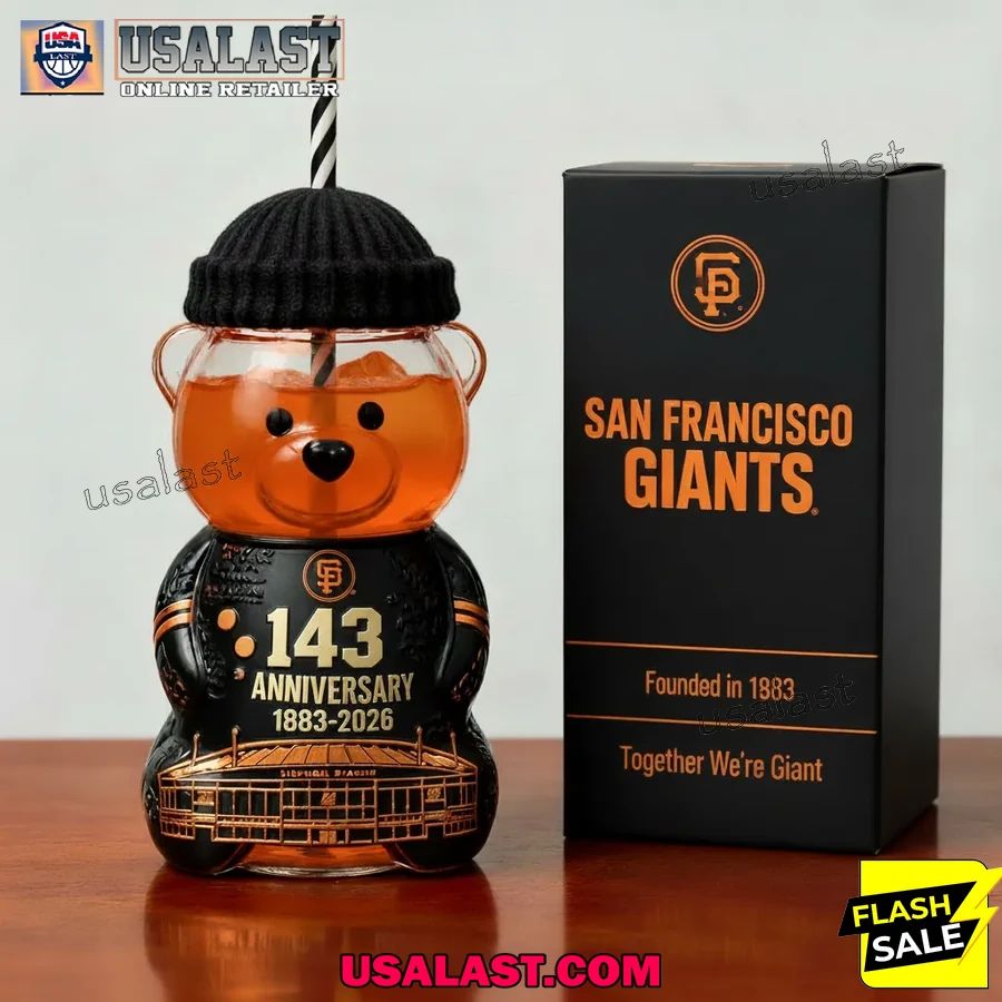 San Francisco Giants 143rd Anniversary 1883-2026 Bear Glass Bottle