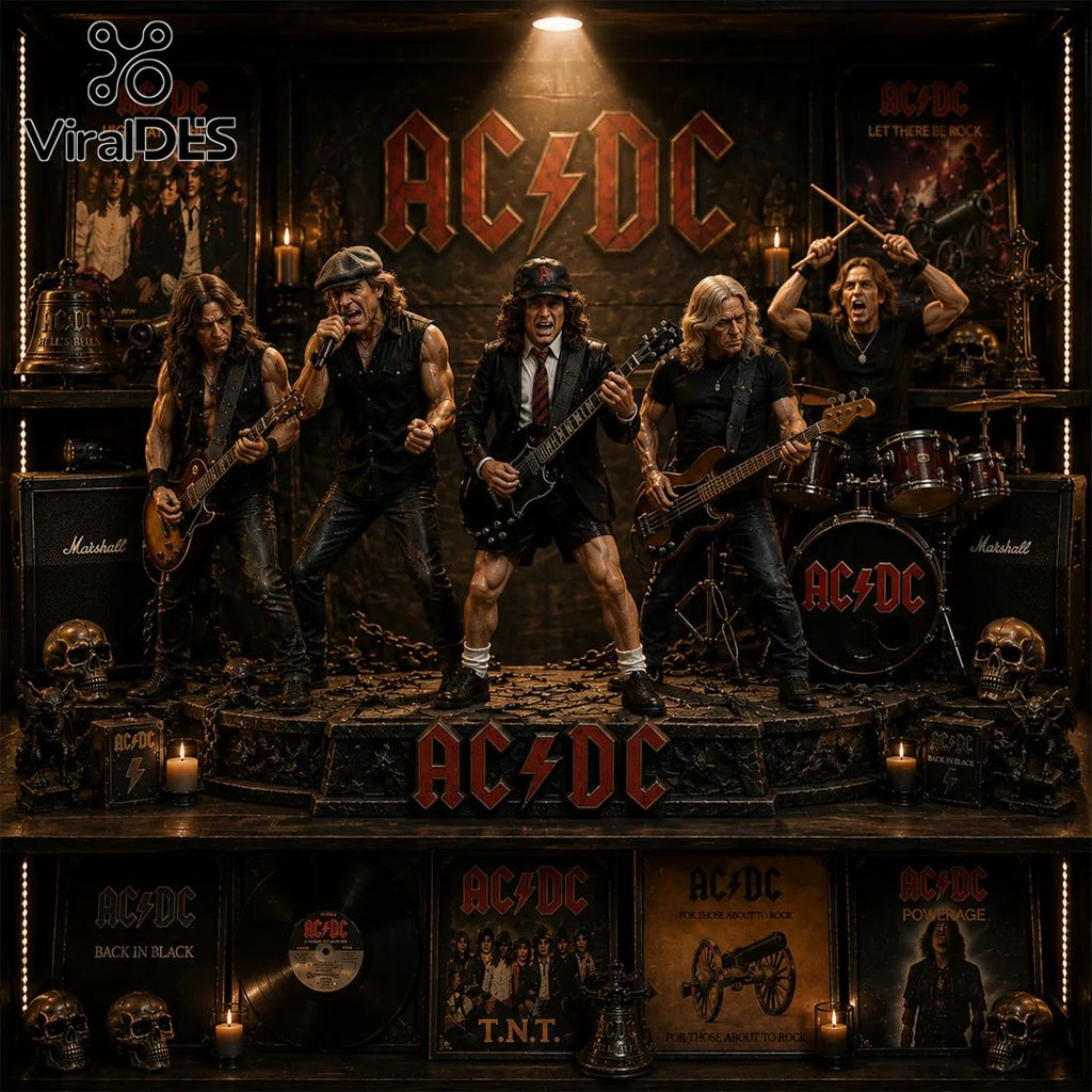 AC/DC Legendary Rock Band Premium Concert Scene Diorama Statue