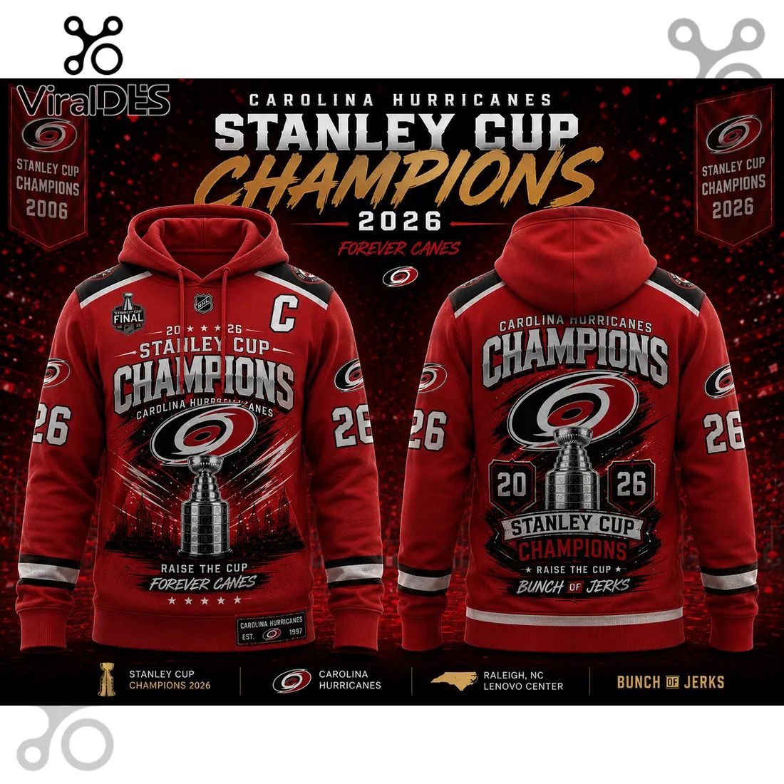 Carolina Hurricanes 2026 Stanley Cup Champions Pullover Hoodie