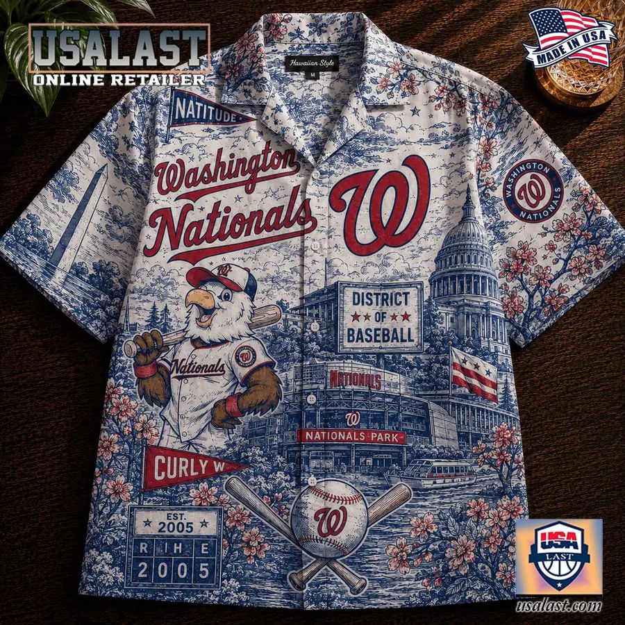 Washington Nationals Vintage Tropical Hawaiian Shirt