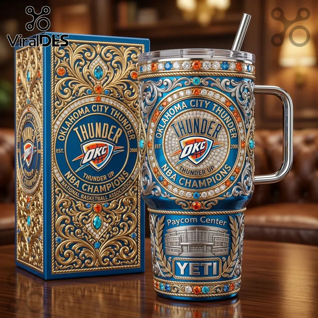 Oklahoma City Thunder Luxury Rhinestone 40oz Tumbler