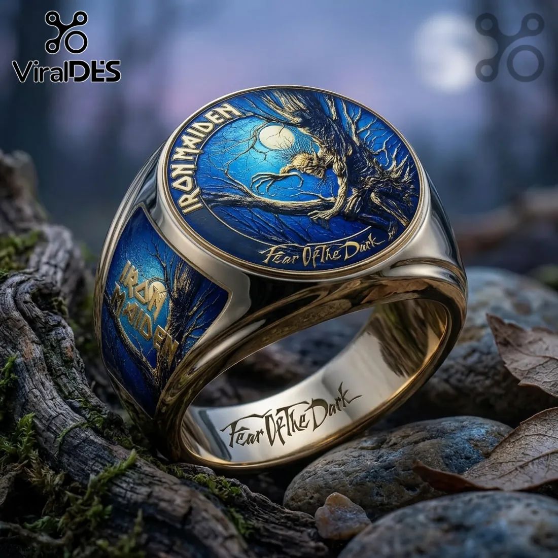 Iron Maiden Fear of the Dark Engraved Gold Ring
