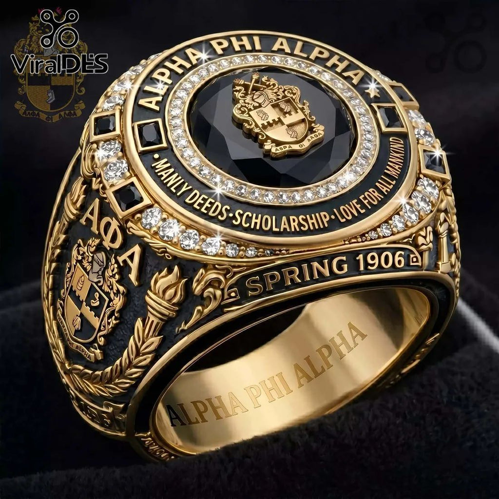 Alpha Phi Alpha 1906 Founders Gold Black Ring