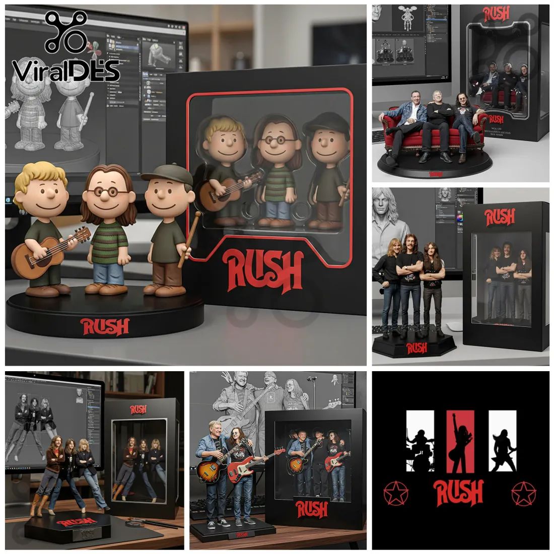 Rush Band Miniature 3D Character Collector Sculpture