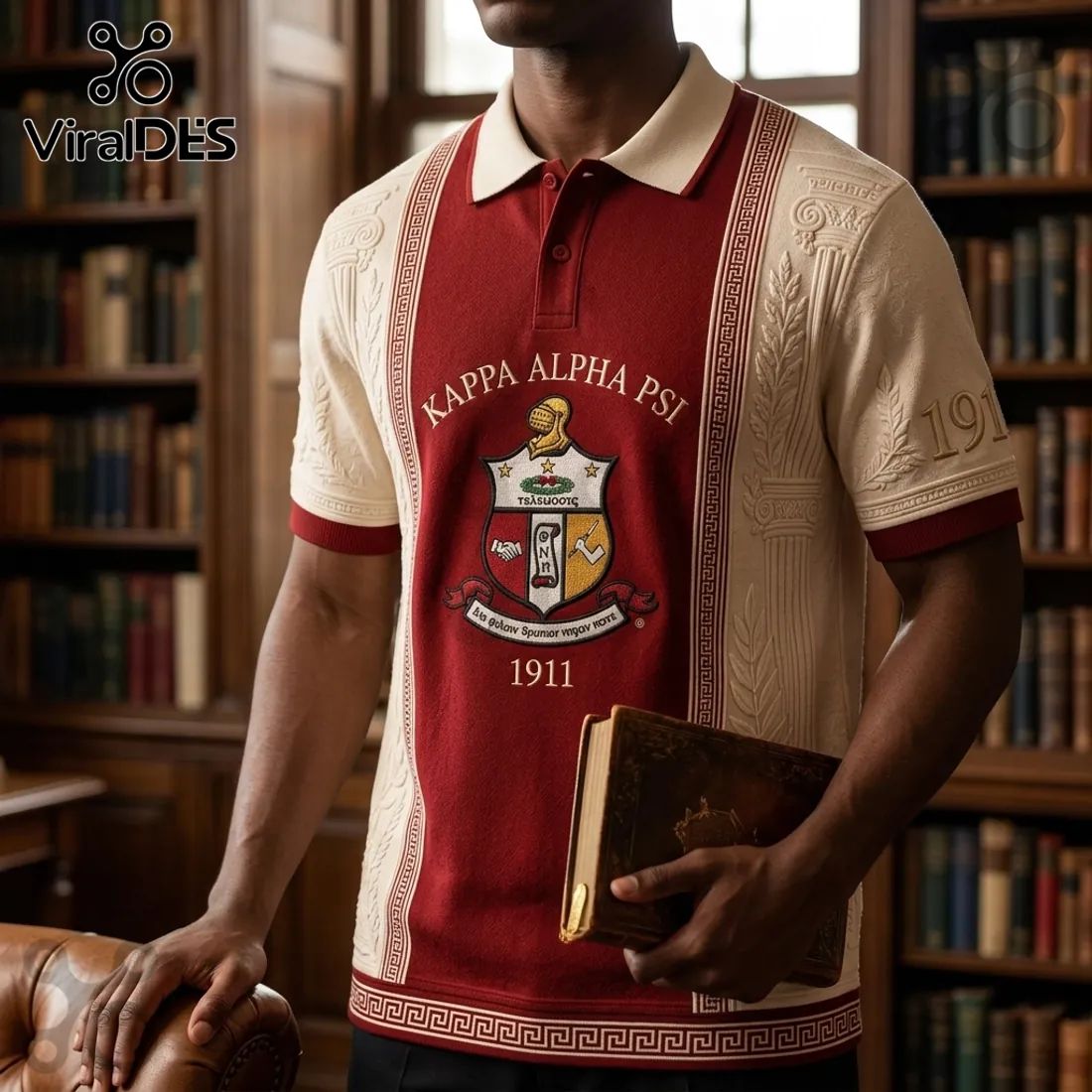 Kappa Alpha Psi Crimson White Textured Polo Shirt