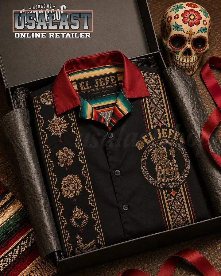 El Jefe Azteca Guayabera Summer Hawaiian Shirt