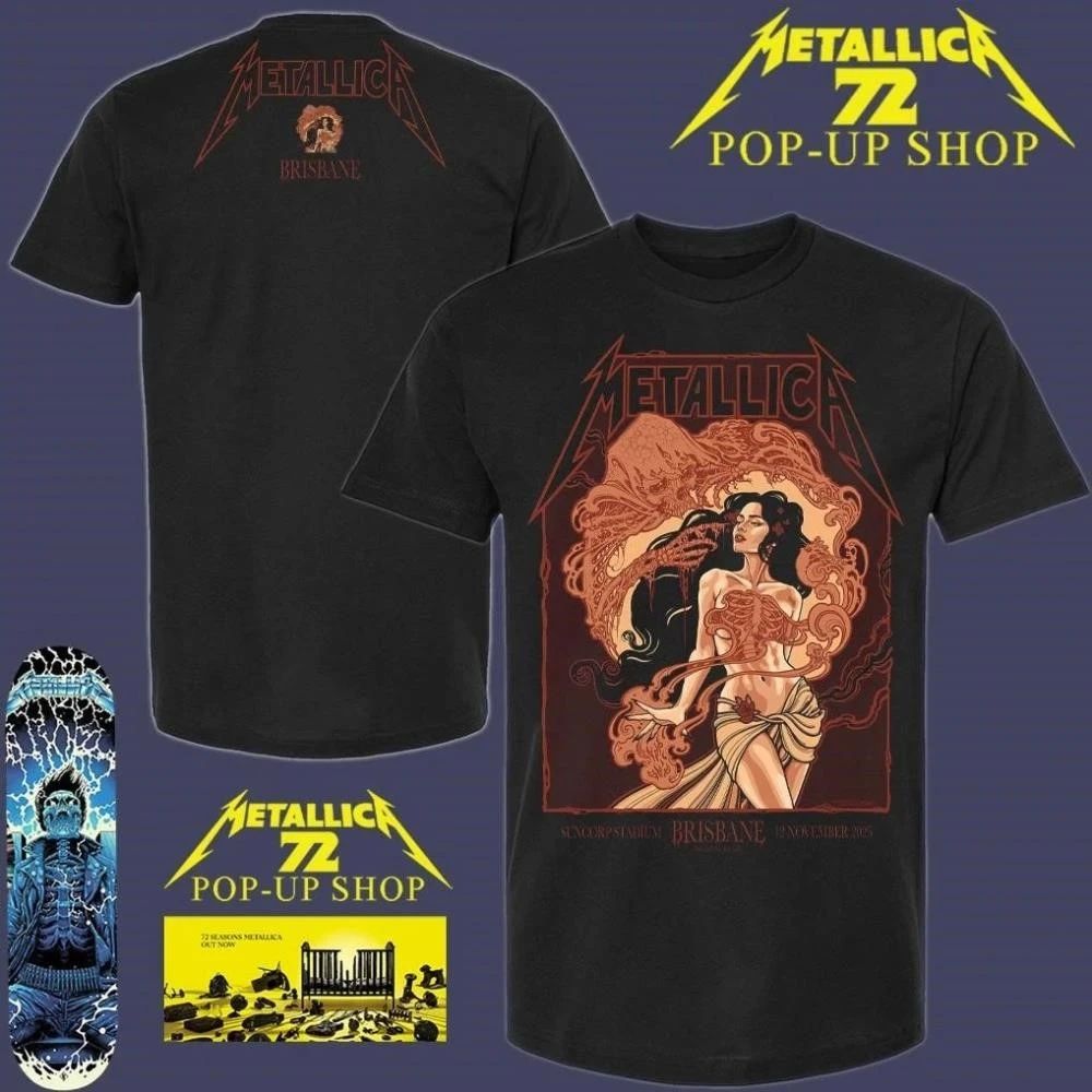 Metallica M72 Brisbane November 12 2025 Pop-Up Shop By Art Teniele Two Sided T-Shirt